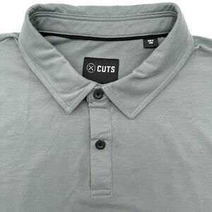 Cuts Men's Solid Green Short Sleeve Medium Stretch Golf Gym Polo Walking Shirt